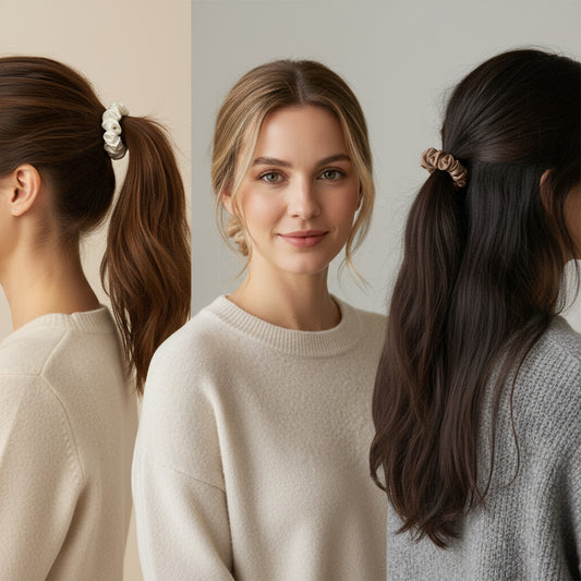 Honey cream - 3er Set Silk Scrunchies