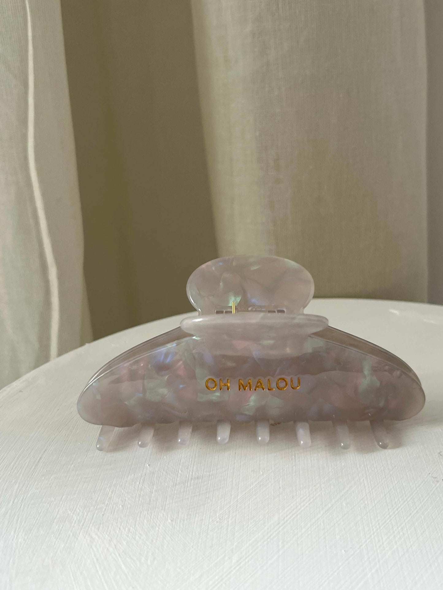 Haarklammer half-moon shiny grey