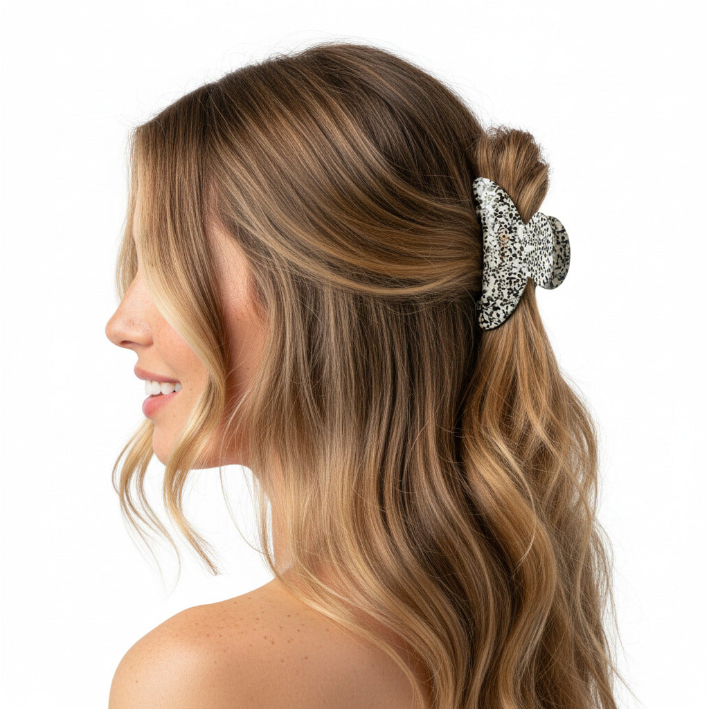 Hair clip half moon Dalmatian