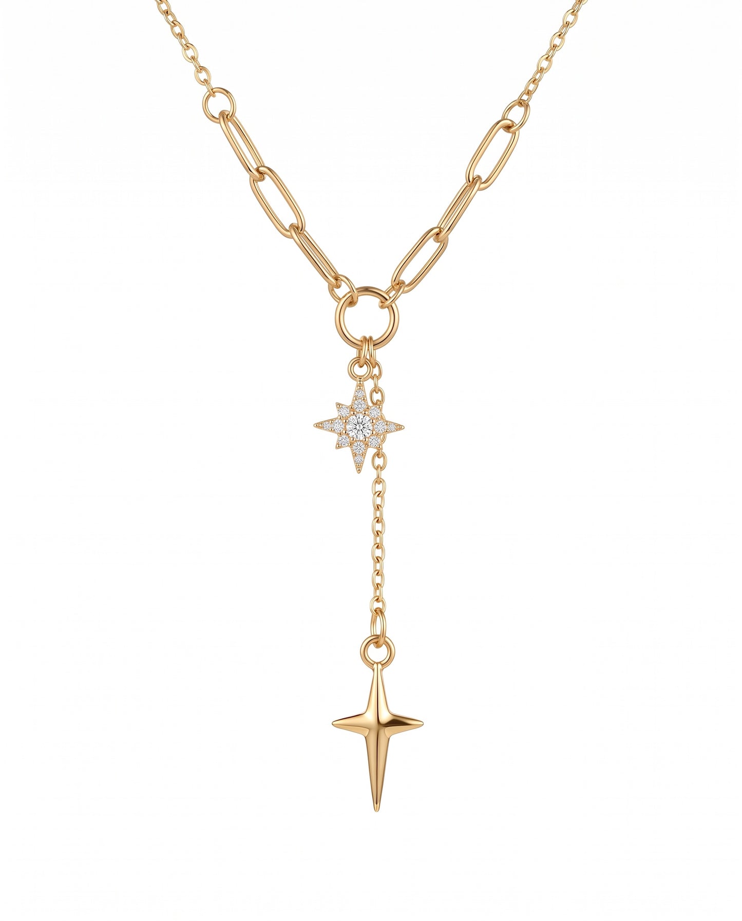 Goldene Y-Kette im Himmels-Look