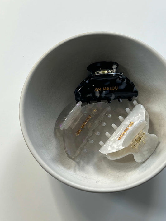 Haarklammer Shiny grey Half-moon small