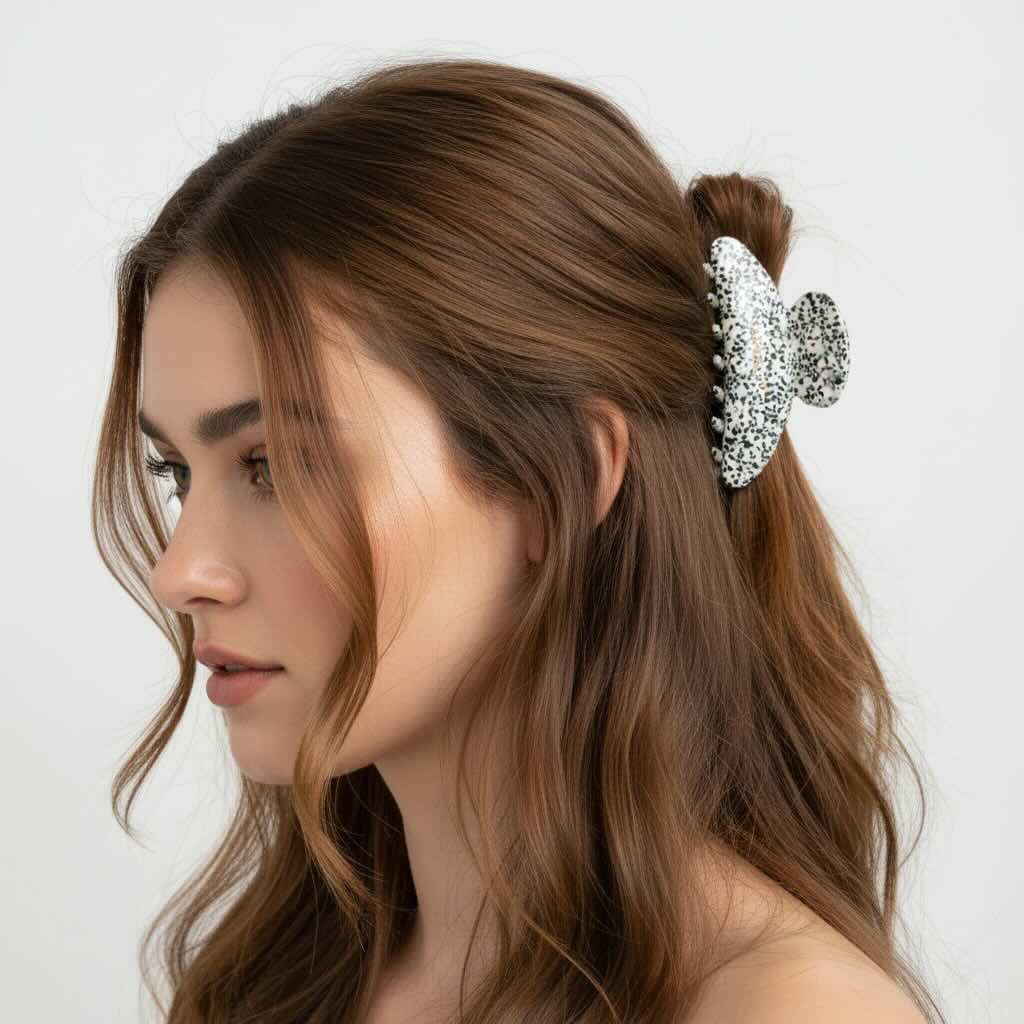 Hair clip half moon Dalmatian