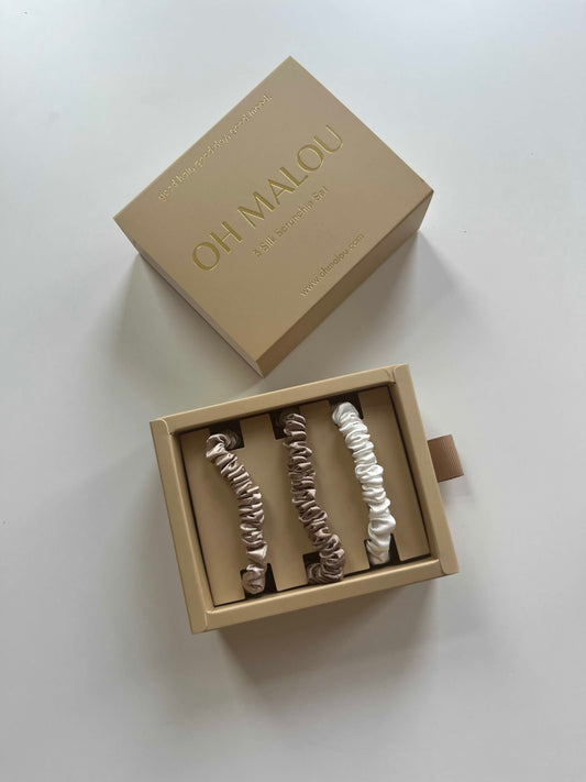 Honey cream - 3er Set Silk Scrunchies