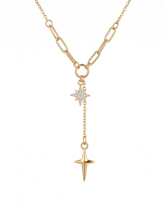 Goldene Y-Kette im Himmels-Look